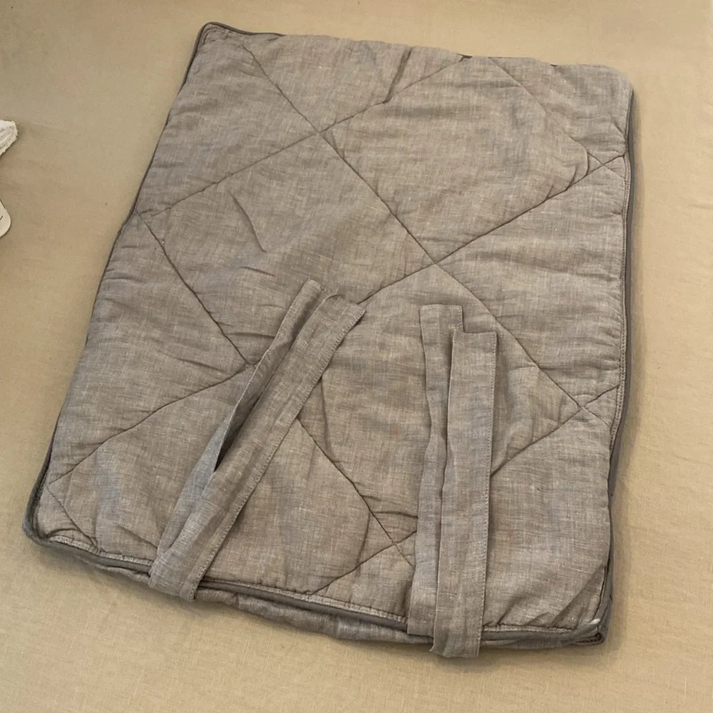 Set of Two Standard Pottery Barn Quilted Linen, Silk and Cotton Blend Shams